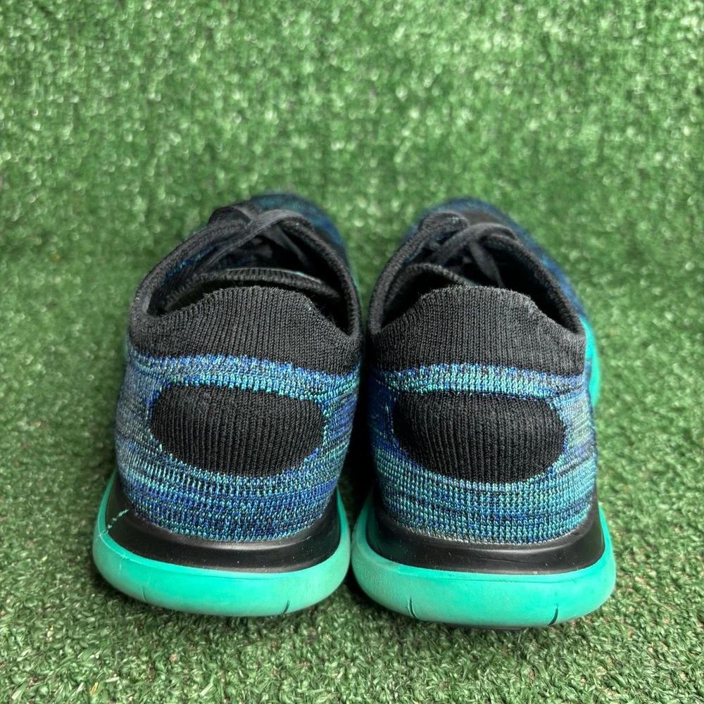 Nike Free 4.0 Flyknit Running Sneaker Black Game Royal Atomic Teal Womens Sz 7.5